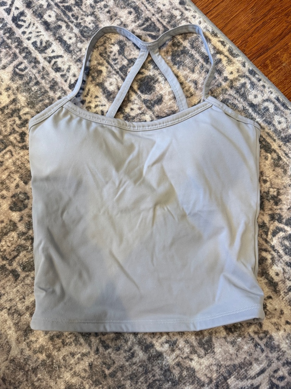 Light Gray Strappy Crop Tank Top workout